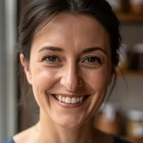 portrait rapproché femme française souriante ambiance naturelle lumière douce