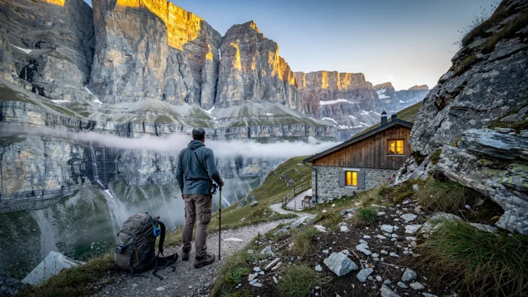 Hiker devant un refuge du cirque de Gavarnie, image à la une de l'article sur trois refuges