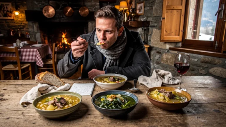 Tasting de cinq garbures dans cinq auberges de la vallée, scène culinaire authentique et rustique