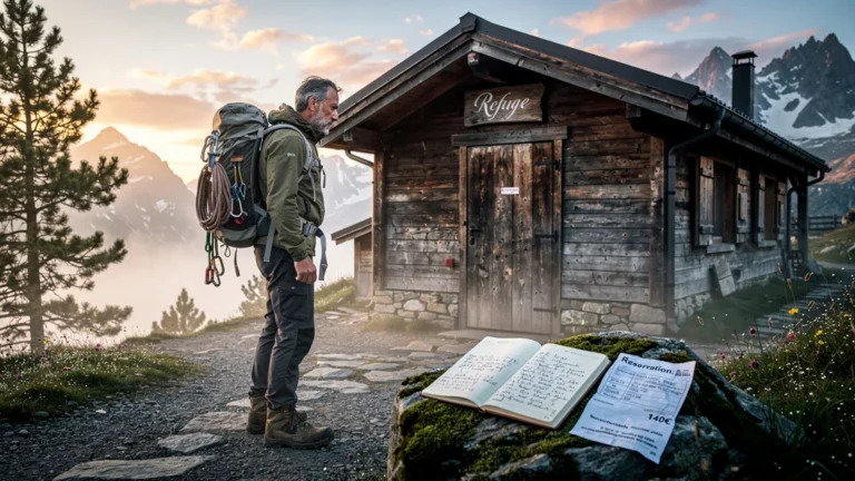 Hiker disappointed outside mountain refuge après avoir perdu 140€ sans confirmer la table au Vignemale