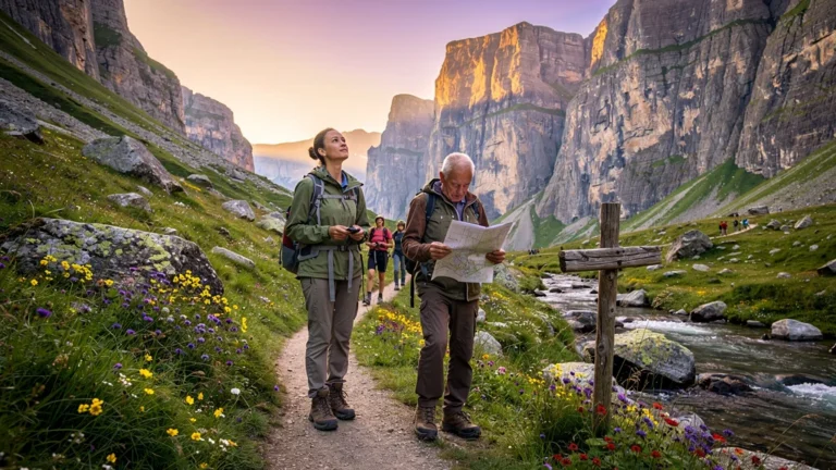 Paysage du cirque de Gavarnie avec randonneurs illustrant un séjour entre marche et garbure