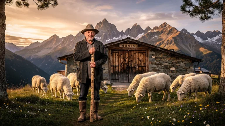 Regret pyrénéen face à la porte close de l'auberge de la munia et un berger d'Aspé en septembre
